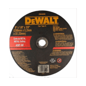 DISCO ABRASIVO DEWALT DW44600 CORTE METAL 9" X 1/8" 3.2MM